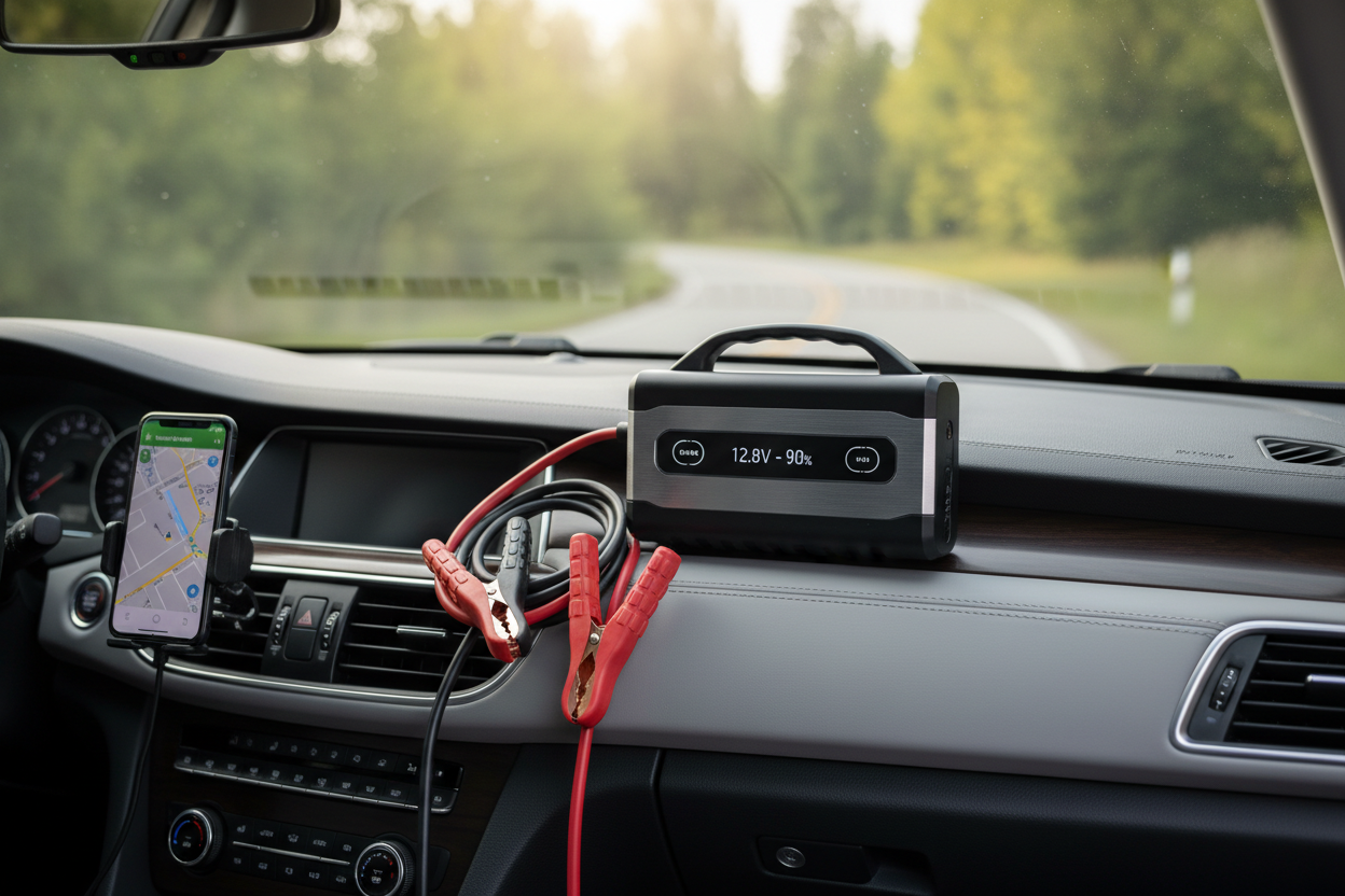 Arrancador portátil en salpicadero